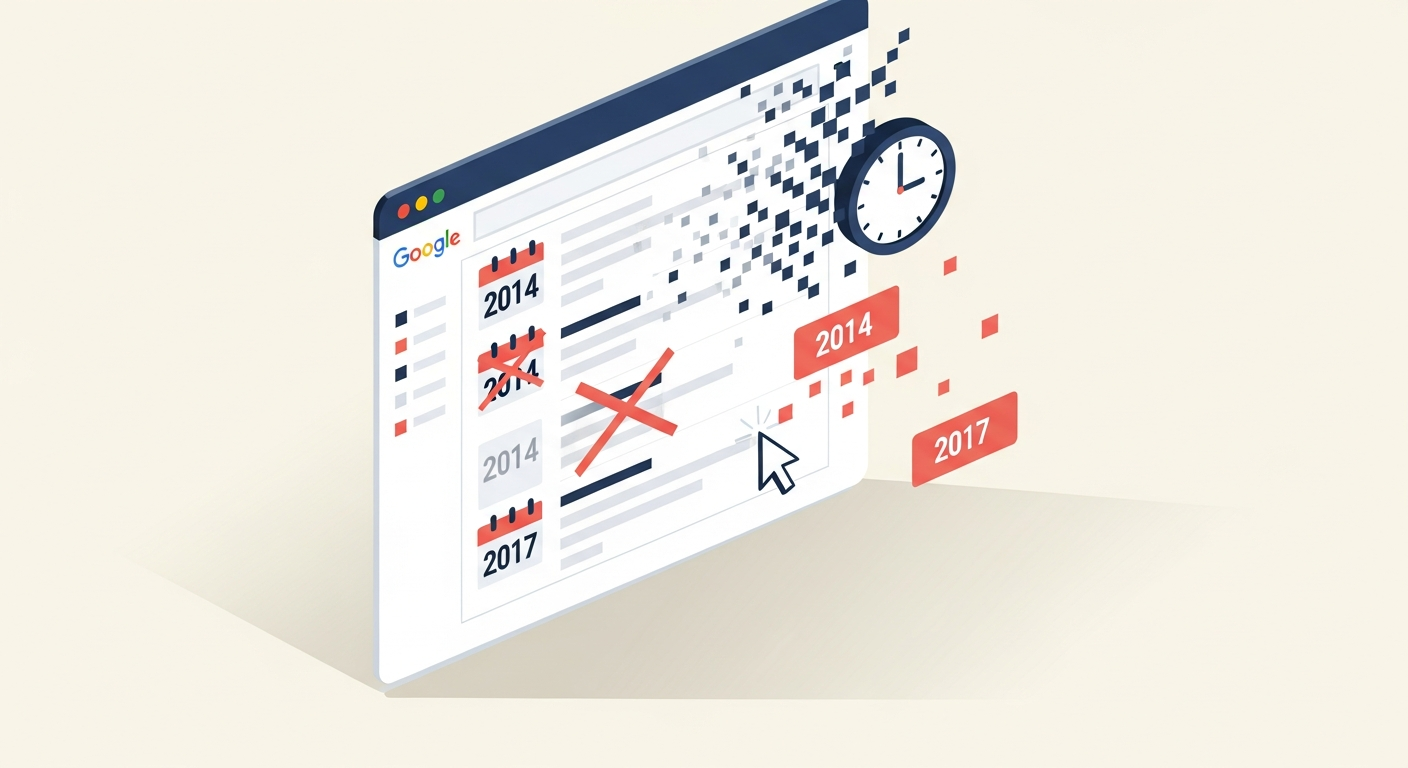 Google results with old and outdated content fading away